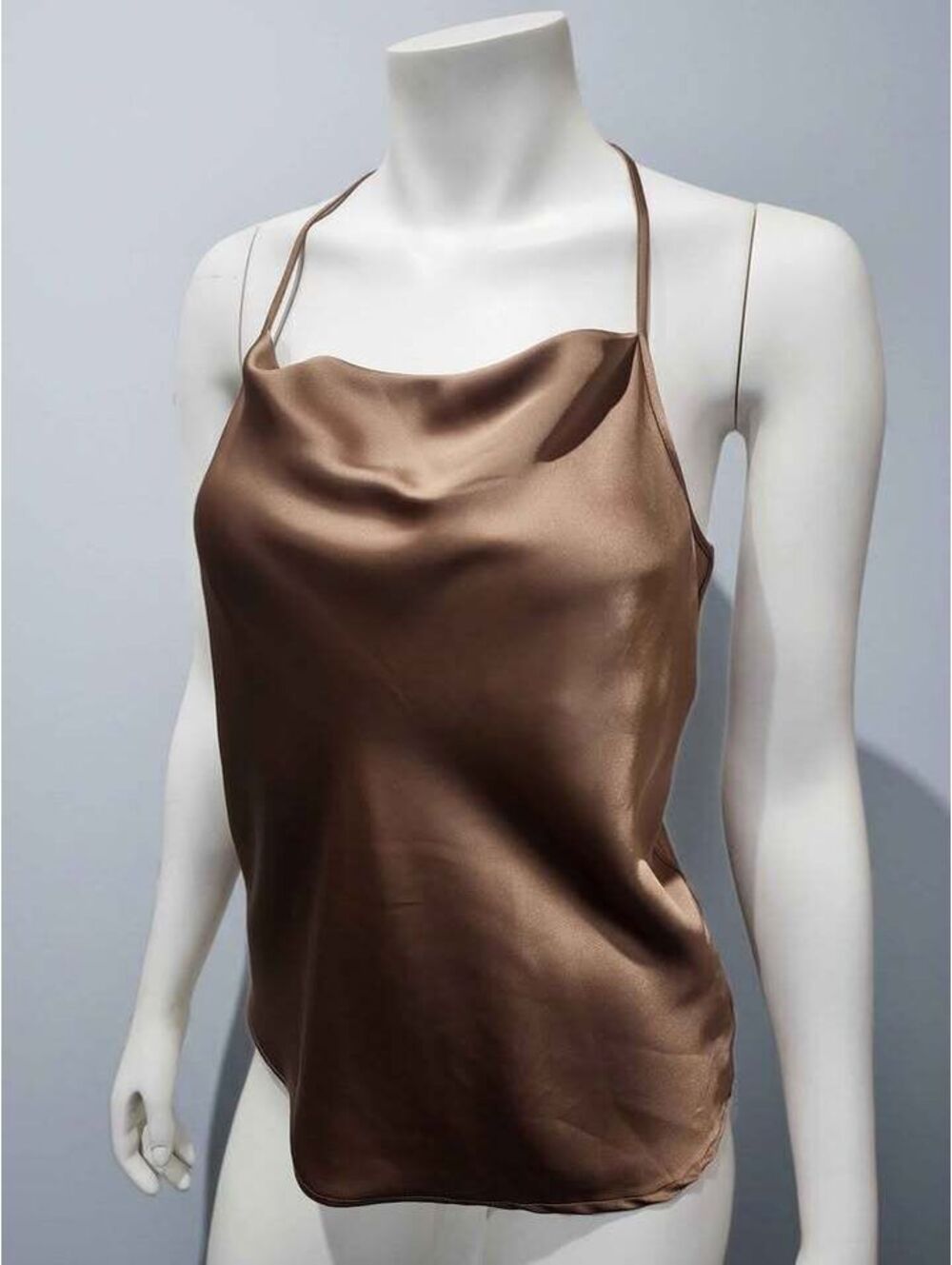Pleione Satin Cowl Neck Halter Top, size small